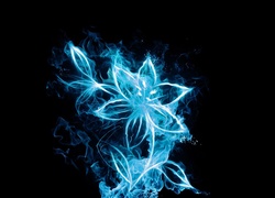 Niebieski kwiatek na czarnym tle w grafice komputerowej