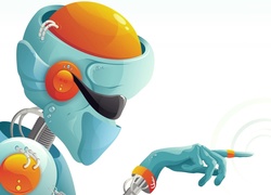 Niebieski robot w grafice 3D
