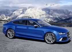 Niebieskie, Audi, RS7, Droga, Góry
