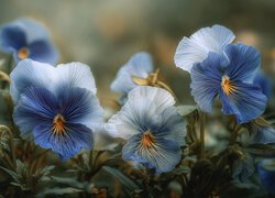 Niebieskie bratki w grafice AI