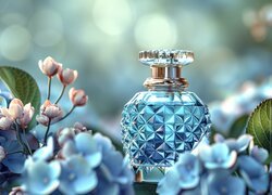 Flakon, Perfumy, Kwiaty, Kompozycja, Grafika