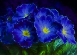 Niebieskie kwiaty prymuli w grafice 2D