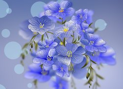 Niebieskie kwiaty w grafice