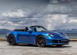 Niebieski, Kabriolet, Porsche 911 Carrera