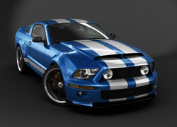 Niebieski, Ford Mustang Shelby, Białe, Pasy