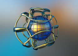 Niebiesko-złoty obiekt w grafice 3D
