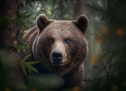 Niedźwiedź, Drzewo, Grafika