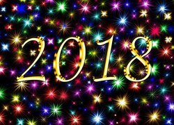 Nowy Rok, 2018, Sylwester, Fajerwerki, Grafika 2D