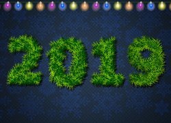 Nowy Rok 2019 utworzony z zielonych gałązek