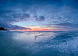 Finlandia, Wschód Słońca, Zamarznięty, Brzeg, Morze, Zima