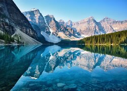 Jezioro Moraine, Góry, Las, Park Narodowy Banff, Odbicie, Kanada