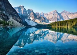 Odbicie gór w jeziorze Moraine Lake