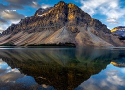 Góry, Crowfoot Mountain, Jezioro, Bow Lake, Odbicie, Park Narodowy Banff, Kanada