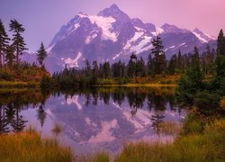 Odbicie góry Mount Shuksan w jeziorze Picture Lake