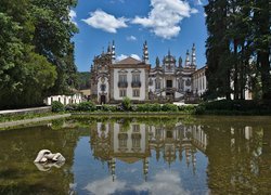 Pałac, Casa de Mateus, Drzewa, Staw, Vila Real, Portugalia