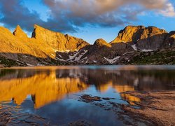 Góry, Rzeka, Wind River, Chmury, Odbicie, Wyoming, Stany Zjednoczone