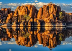 Stany Zjednoczone, Arizona, Prescott, Jezioro, Watson Lake, Skały, Odbicie
