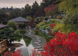 Ogród japoński, Staw, Rośliny, Park Ayvazovskiy, Partenit, Krym