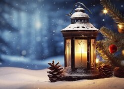 Lampion, Szyszki, Zima, Grafika