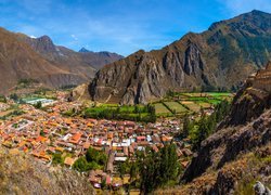 Góry, Święta Dolina Inków, Peru, Ollantaytambo, Osada Inków, Domy