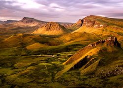 Góry, Wzgórza, Jezioro, Osuwisko, Quiraing, Wyspa Skye, Szkocja