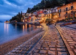 Żaglówka, Domy, Jezioro Como, Varenna, Włochy