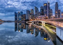Oświetlone wieżowce w Singapurze