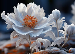 Oszroniony, Biały, Kwiat, Śnieg, Grafika