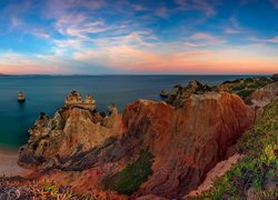 Morze, Skały, Plaża, Praia do Camilo, Lagos, Portugalia