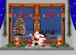 Ozdobione okno na Boże Narodzenie w 2D