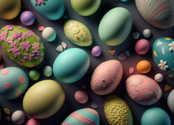 Pisanki, Kolorowe, Jajka, Zbliżenie, Wielkanoc