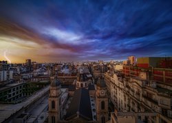 Argentyna, Buenos Aires, Panorama, Niebo, Piorun, Domy