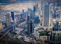 Drapacze chmur, Drogi, Budynki, Miasto, Dubaj, Zjednoczone Emiraty Arabskie