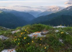 Panorama gór widziana ze skalistego wzgórza