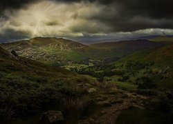 Góry, Dolina, Chmury, Droga, Obszar Lake District, Anglia