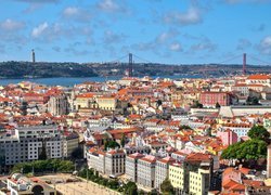 Miasto, Domy, Lizbona, Portugalia