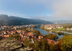 Panorama miasta Wertheim nad Menem w Niemczech