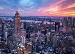 Stany Zjednoczone, Nowy Jork, Wieżowce, Empire State Building, Rzeka, Hudson River, Manhattan