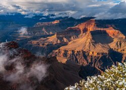 Park Narodowy Wielkiego Kanionu, Wielki Kanion Kolorado, Grand Canyon, Skały, Góry, Chmury, Stan Arizona, Stany Zjednoczone