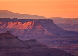 Zachód słońca, Park stanowy Dead Horse Point, Skały, Moab, Utah, Stany Zjednoczone