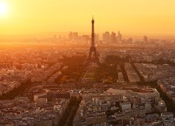 Francja, Paryż, Wieża Eiffla, Wschód słońca