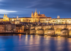 Czechy, Praga, Most Karola, Zamek na Hradczanach, Rzeka