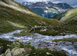 Góry, Alpy, Kamienie, Rzeka Inn, Dolina Engadyna, Gryzonia, Szwajcaria