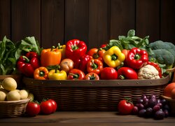 Papryka i inne warzywa w koszyku