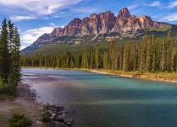 Park Narodowy Banff, Góry, Drzewa, Las, Rzeka, Bow River, Prowincja Alberta, Kanada