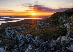 Góry, Skały, Ptaki, Niebo, Park Narodowy Pallas-Yllastunturin, Finlandia