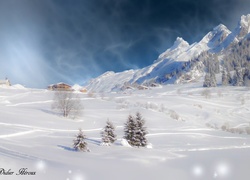 Pasmo górskie Aravis Range we francuskiej Górnej Sabaudii zimą