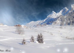 Francja, Górna Sabaudia, Góry Aravis Range, Domy, Zima