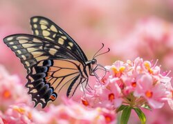 Paź królowej, Motyl, Różowy, Kwiat, Grafika
