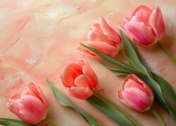 Różowe, Tulipany, Pięć, Tulipanów